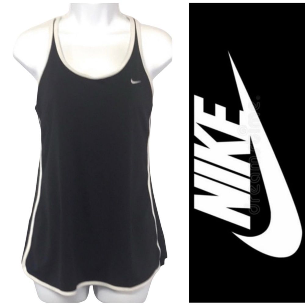 NIKE Performance Black & White Side Stripes Activewear Tank Top Sz. M